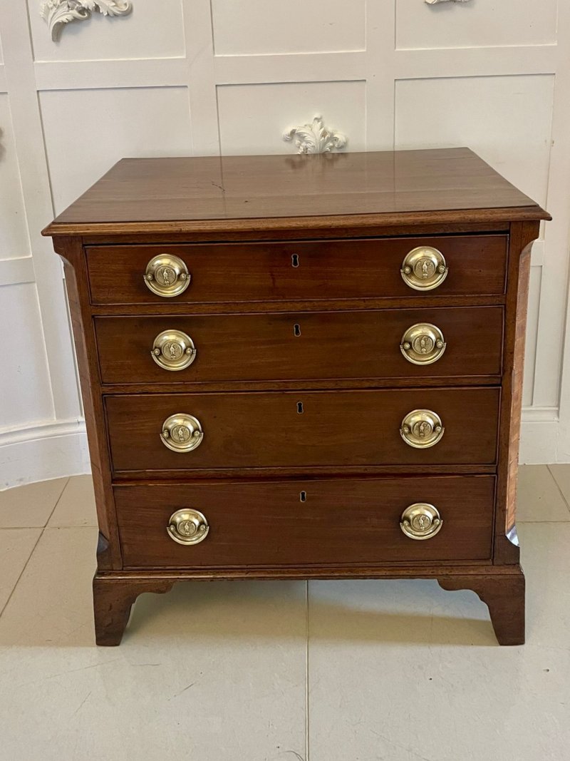 Small Antique George III Quality Mahogany Chest of Four Drawers